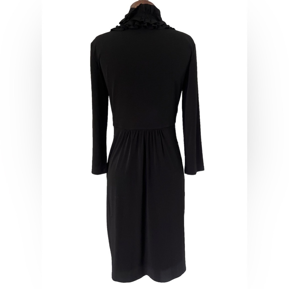 Maggy London Black Ruffle Deep V-Neck Dress NWOT 6 - Picture 5 of 8